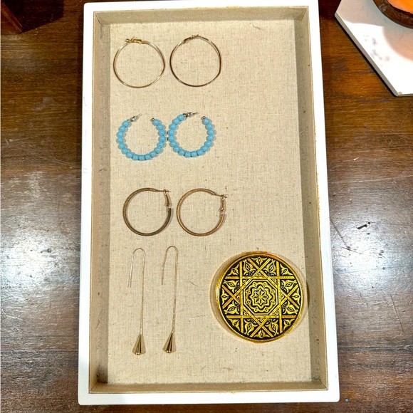 Accessories - Gold and glow in dark blue hoop pencil earrings